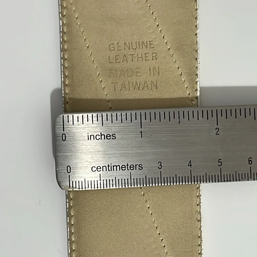 Jennifer Moore pair of leather‎ belts.  White and Taupe. Good used condition.